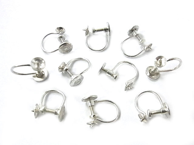 925 Sterling Silver 13x14mm Screw Back Earring With 1 Pin 2pcs. [y805d]