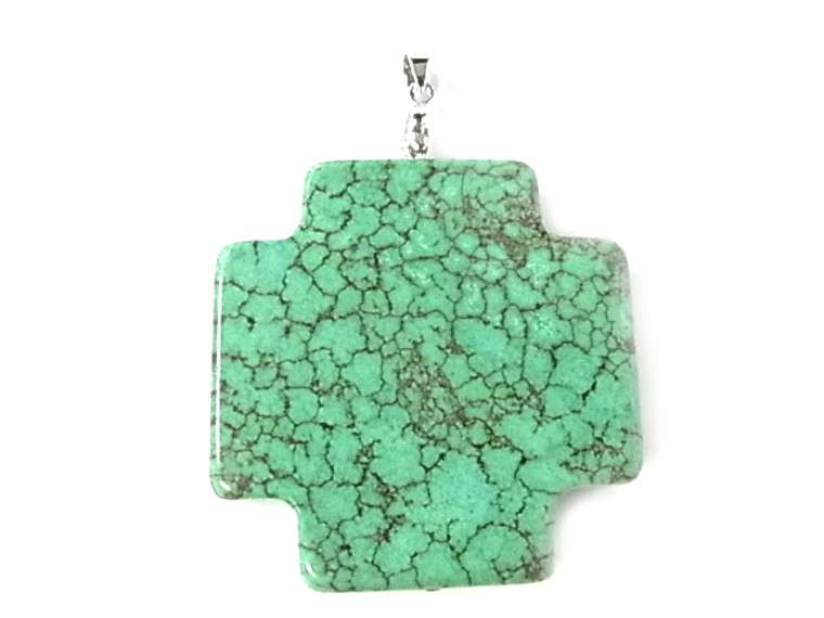 40mm Blue Turquoise Cross Pendant [y236f]