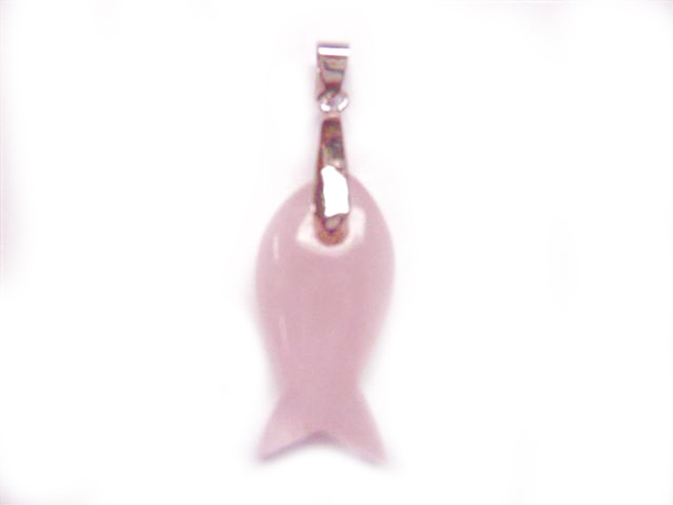 32mm Rose Quartz Fish Pendant [y500e]