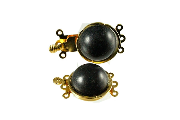 14K Gold Plated 3-4 Row Clasp + Black Onyx [y321b]
