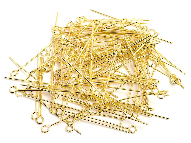 35mm 1.5" Metal Gold Plated Eyepin (Thick 0.7mm 0.29") 25pcs. [y370a]
