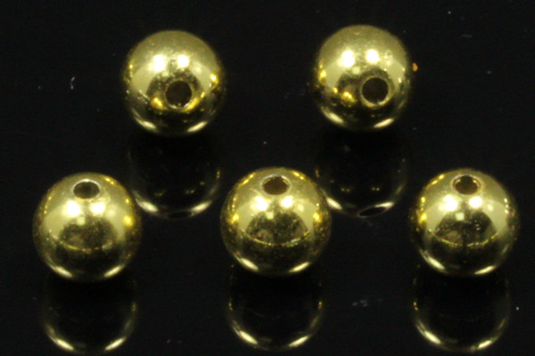 8mm Gold Plated Plastic Round Beads About 50pcs. [y535a]