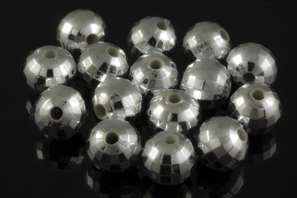 10mm Silver Plated Plastic Faceted Beads About 40pcs. [y687a]