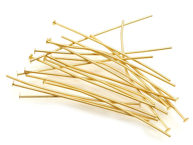 35mm 1.5" Metal Gold Plated Headpin (Thick 0.7mm 0.29", Head 2mm 0.08") 25pcs. [y369a]
