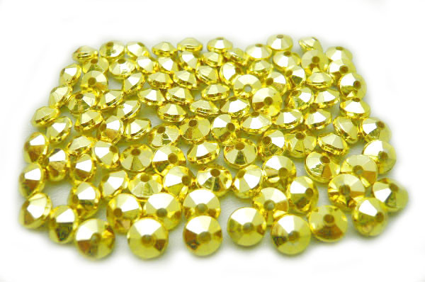 6mm Gold Plated Faceted Plastic Disc Beads 30pcs [y629a]