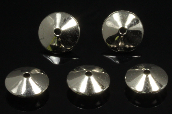 6x7mm Corrugated Plastic Bicone Silver Plated Beads About 25pcs. [y640a]