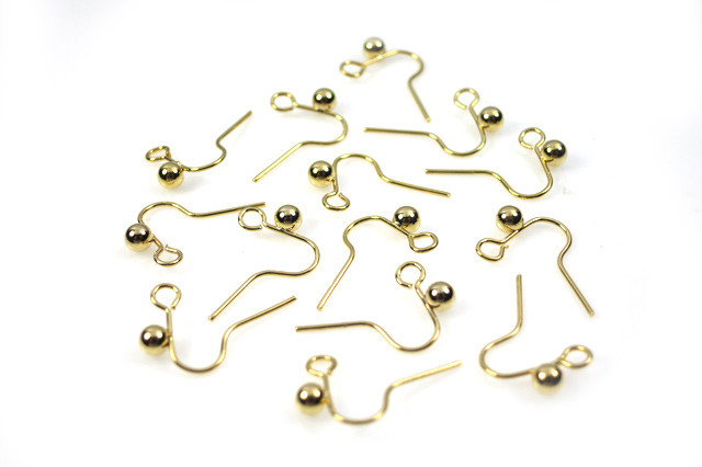 10x16mm Copper 14K Gold Plated Ball Earwire With Drop 20pcs. [y367c]
