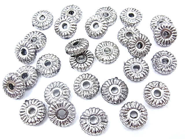 3x10mm Silver Plated Plastic Wheel Spacer Beads 30pcs [y519h]