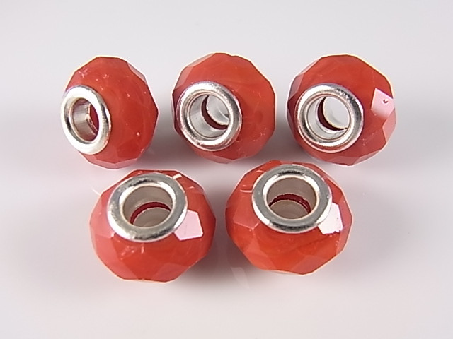 10x14mm Fire Red Faceted Crystal European Beads 1pc. [y416d]