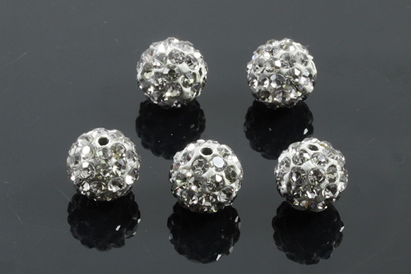 8mm Disco Pave Smoky Crystal Beads 5pcs. [y405h]