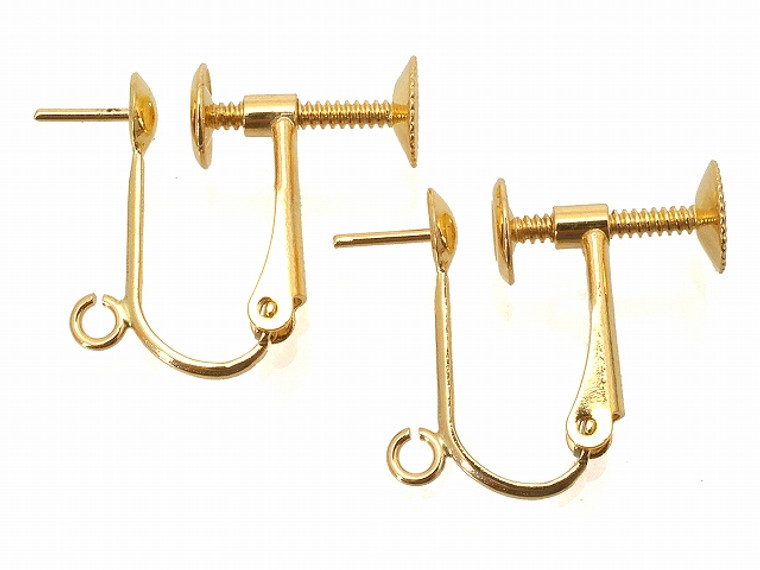 16mm Copper Gold Plated Screw Clip On Earring Finding 4pcs. [y603a]