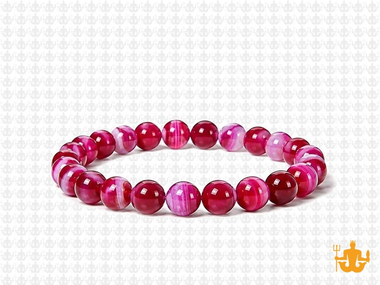 6mm Rose Banded Agate Elastic Bracelet 7.5" dyed [b2f21]