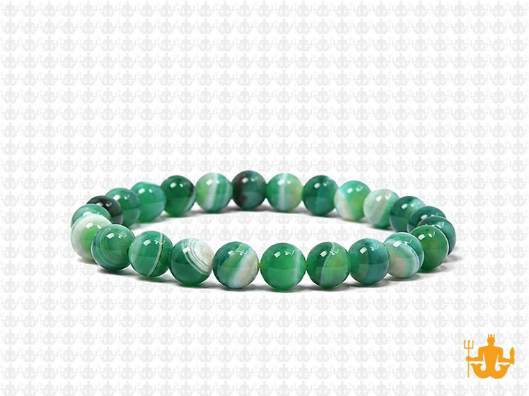 6mm Green Banded Agate Elastic Bracelet 7.5" dyed [b2f23]