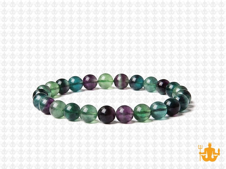 6mm Rainbow Fluorite Elastic Bracelet 7.5" natural [b2r8]