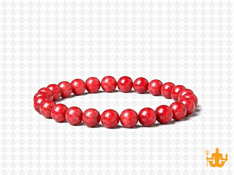 6mm Red Magnesite Elastic Bracelet 7.5" [b2tr]
