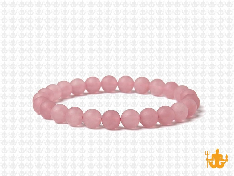 6mm Matte Rose Quartz Elastic Bracelet 7.5" dyed [b2b1m]