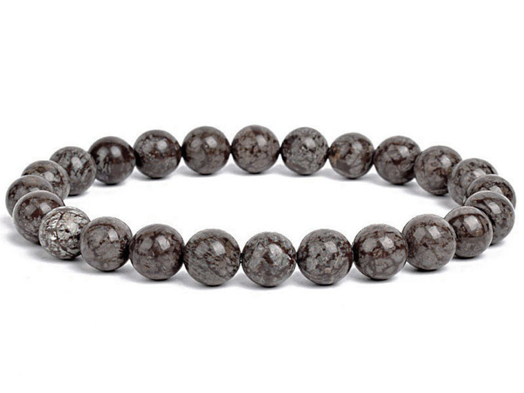 6mm Matte Brown Snowflake Elastic Bracelet 7.5" natural [b2b4m]