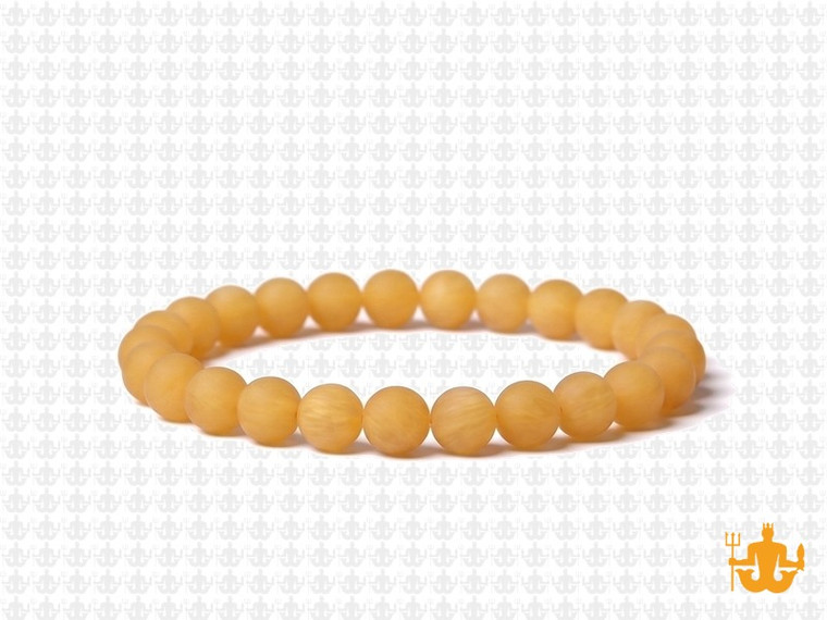 6mm Matte Yellow Chalcedony Elastic Bracelet 7.5" dyed [b2b92m]