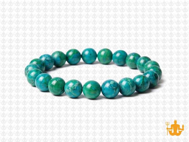 8mm Azurite Chrysocolla Elastic Bracelet 7.5" dyed [b3d41]