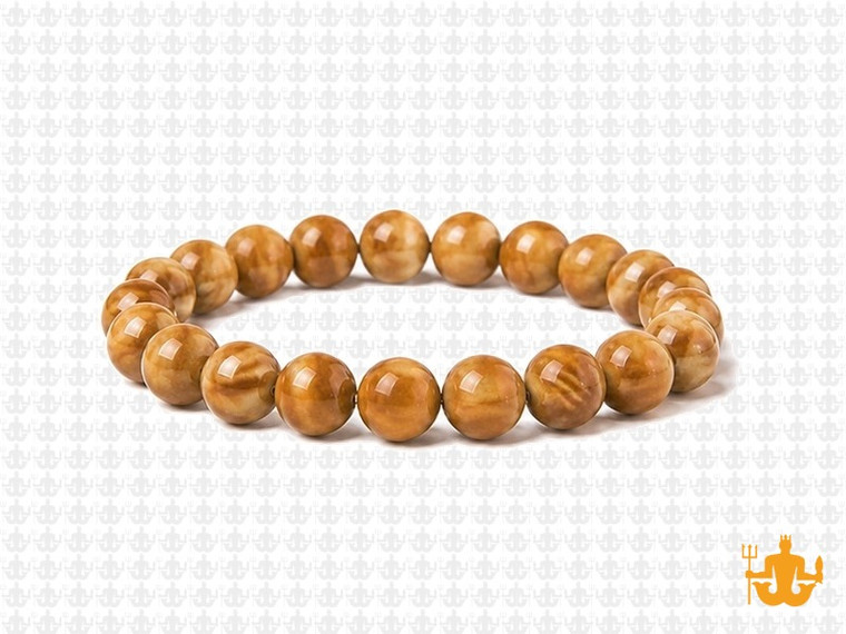 8mm Gold Lace Agate Elastic Bracelet 7.5" natural [b3c29]