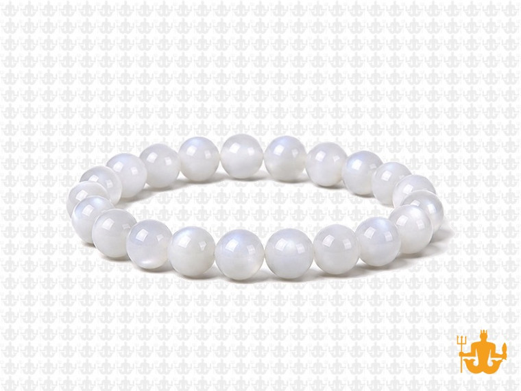 8mm Mother Of Pearl Elastic Bracelet 7.5" natural [b3d53]