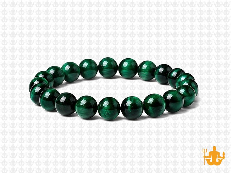 8mm Green Tiger Eye Elastic Bracelet 7.5" dyed [b3g3g]