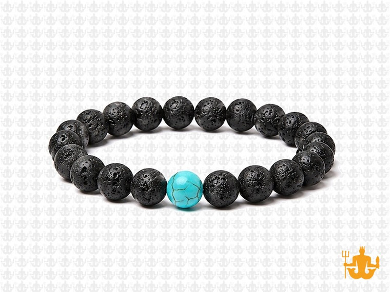 8mm Volcano Black Lava Elastic Bracelet 7.5" natural [b3d50b]