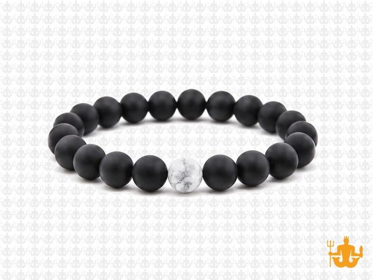 8mm Onyx Obsidian Elastic Bracelet 7.5" [b3b65w]