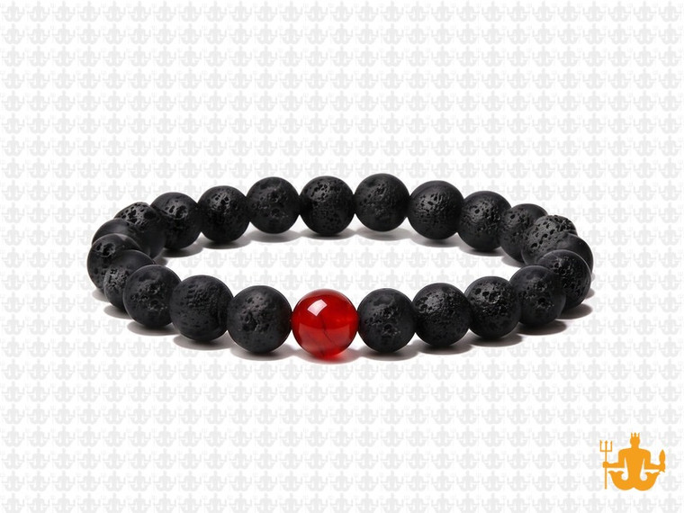 8mm Volcano Black Lava Elastic Bracelet 7.5" natural [b3d50r]