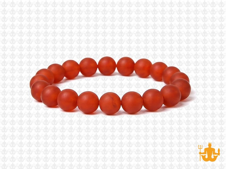 8mm Matte Carnelian Elastic Bracelet 7.5" heated [b3d17m]