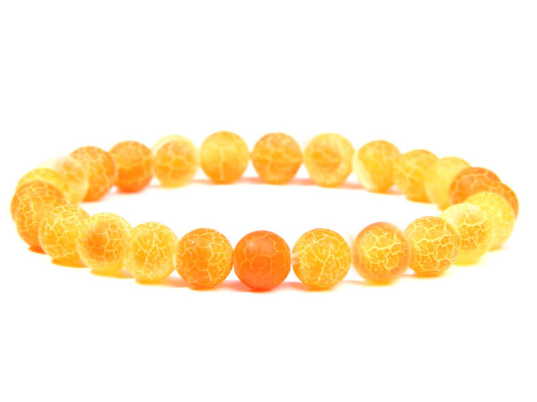 8mm Orange Spider Agate Elastic Bracelet 7.5" dyed [b3f31h]