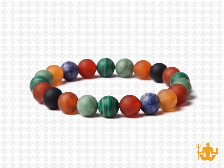8mm Matte Mix Agate Elastic Bracelet 7.5" dyed [b3d29m]