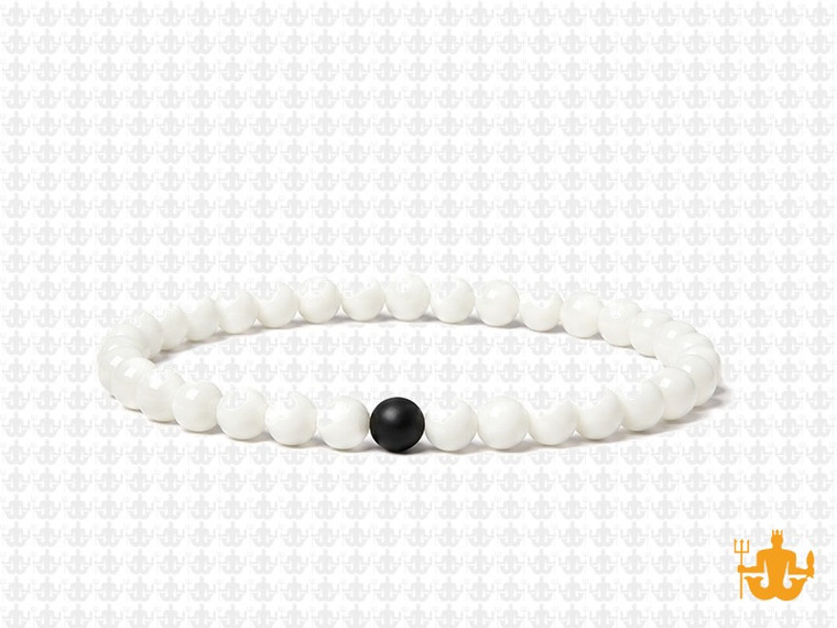 4mm White Jade Elastic Bracelet 7.5" natural [b1b40k]