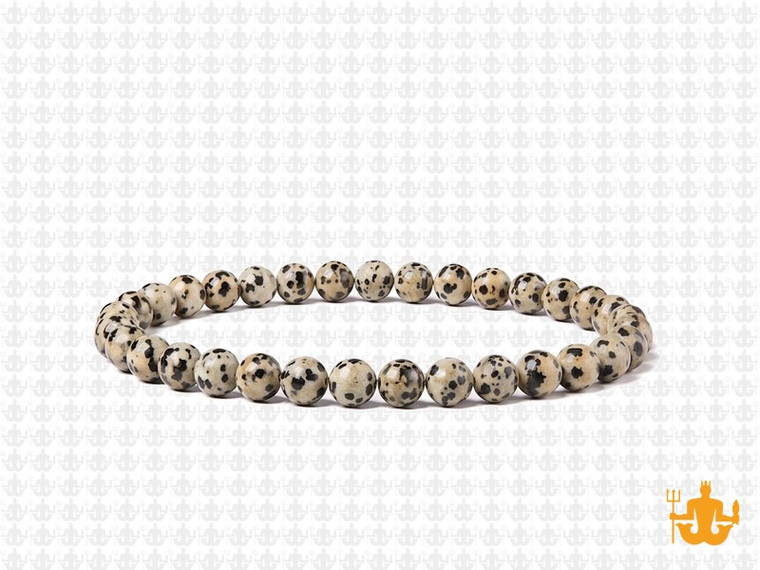 4mm Matte Dalmatian Jasper Elastic Bracelet 7.5" natural [b1b23m]