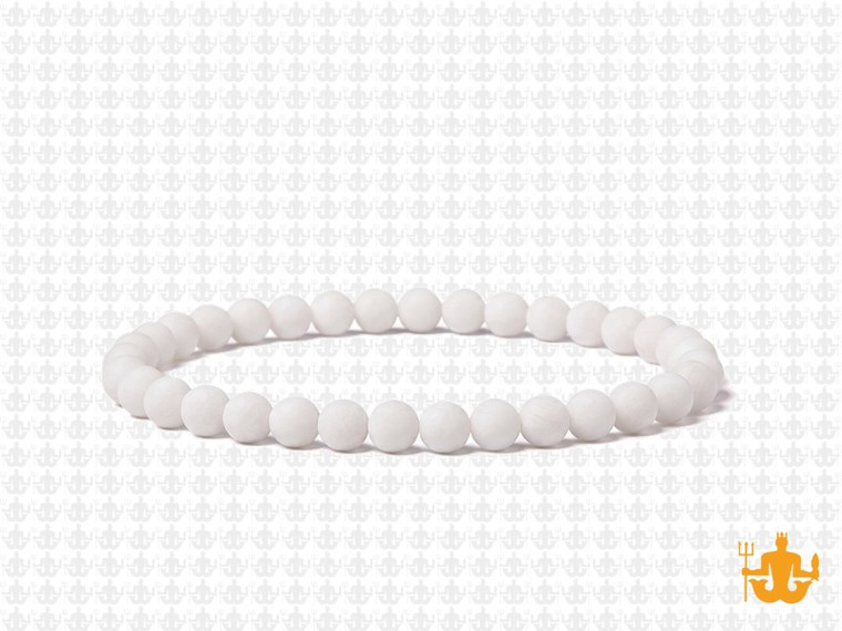 4mm Matte White Jade Elastic Bracelet 7.5" natural [b1b40m]