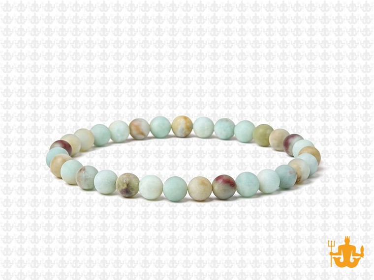 4mm Matte Gold Black Amazonite Elastic Bracelet 7.5" natural [b1r36m]