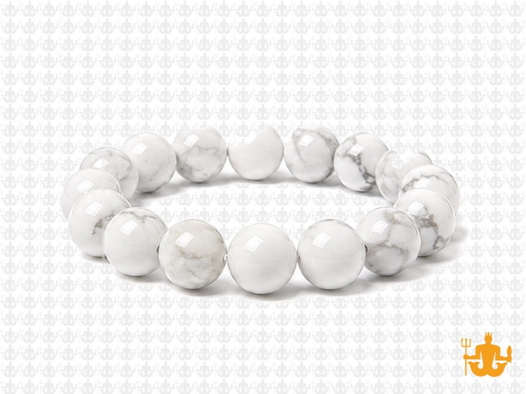10mm White Howlite Elastic Bracelet 7.5" natural [b4b9]