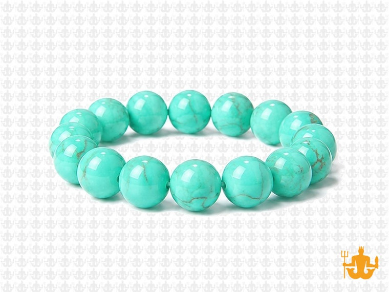 10mm Green Turquoise Elastic Bracelet 7.5" stabilized [b4d22]