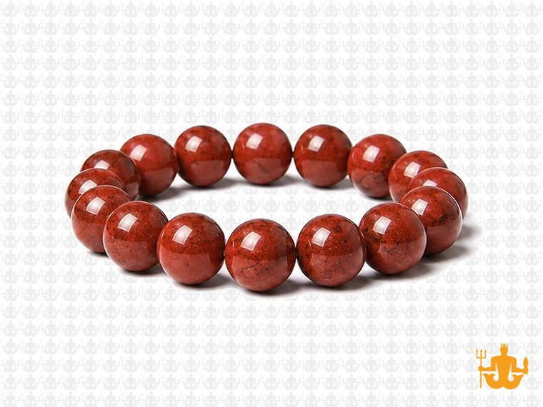 10mm Red Jasper Elastic Bracelet 7.5" natural [b4r12]