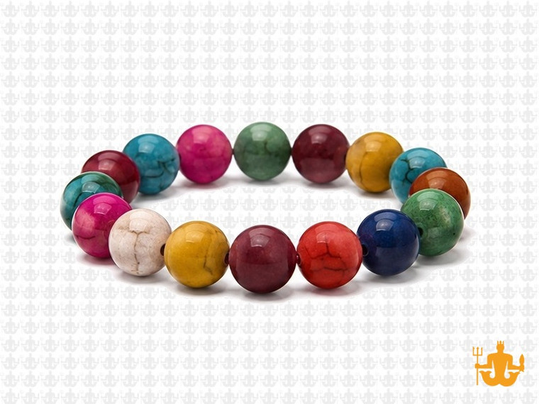 10mm Mix Magnesite Elastic Bracelet 7.5" [b4tx]