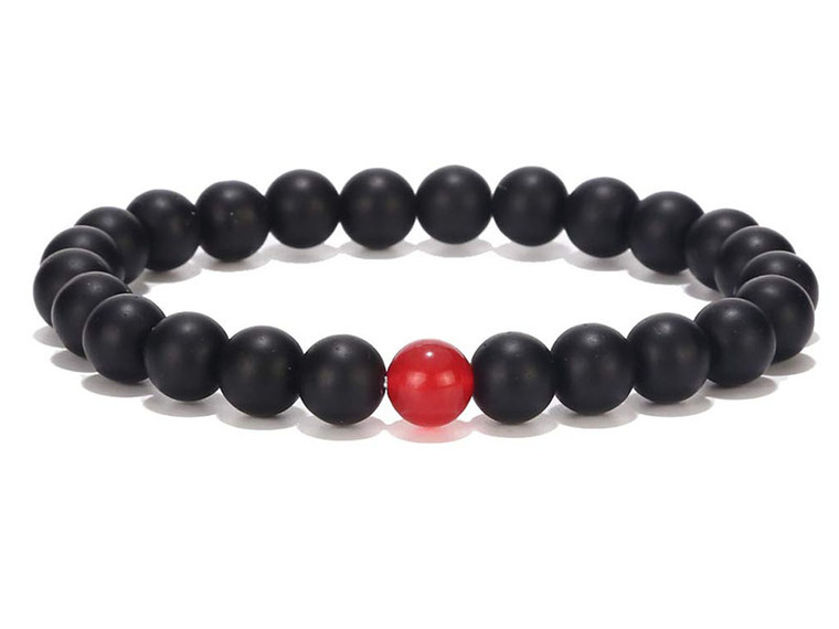 10mm Onyx Obsidian Elastic Bracelet 7.5" [b4b65r]