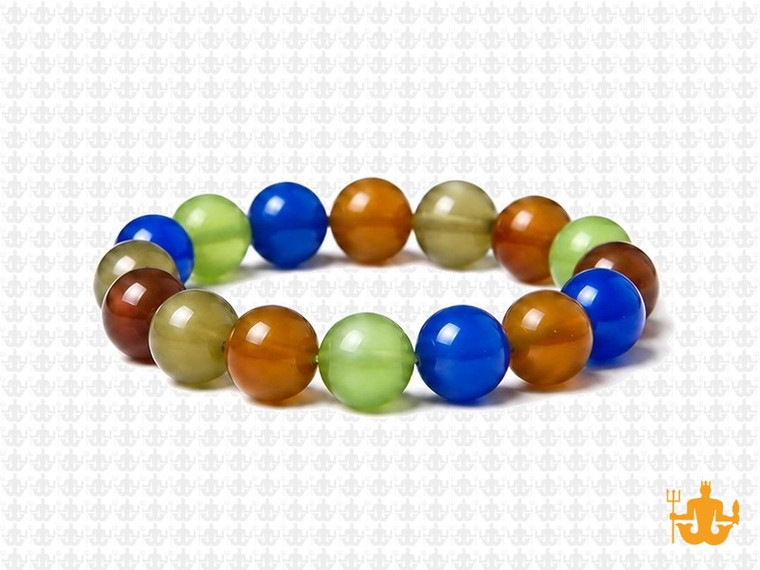 10mm Mix Dark Quartz Elastic Bracelet 7.5" synthetic [b4x11]