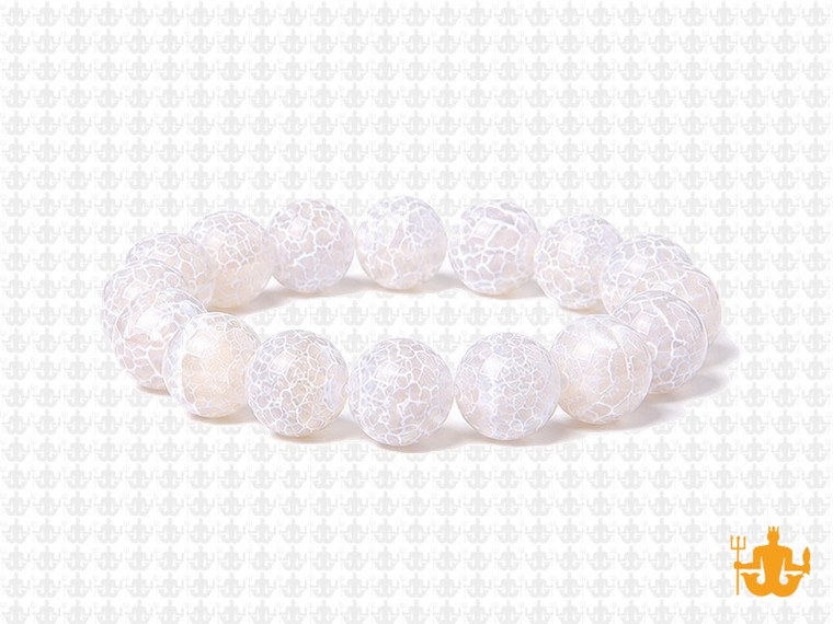 10mm White Spider Agate Elastic Bracelet 7.5" natural [b4f31w]