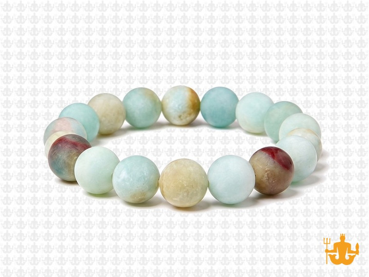 10mm Matte Gold Black Amazonite Elastic Bracelet 7.5" natural [b4r36m]