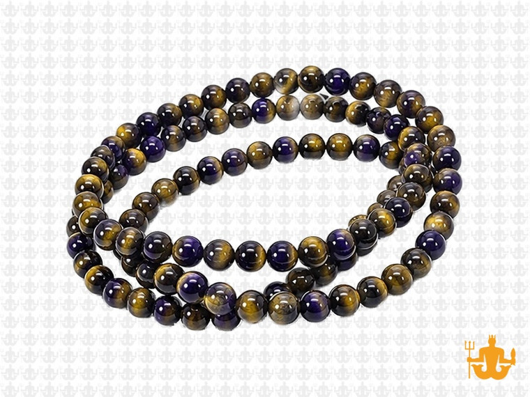 4mm Golden & Purple Tiger Eye Round Beads 15.5" heated [4g3yp]