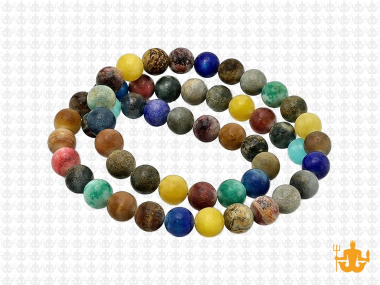 8mm Mix Stones Round Beads 15.5" Natural [8x99b]