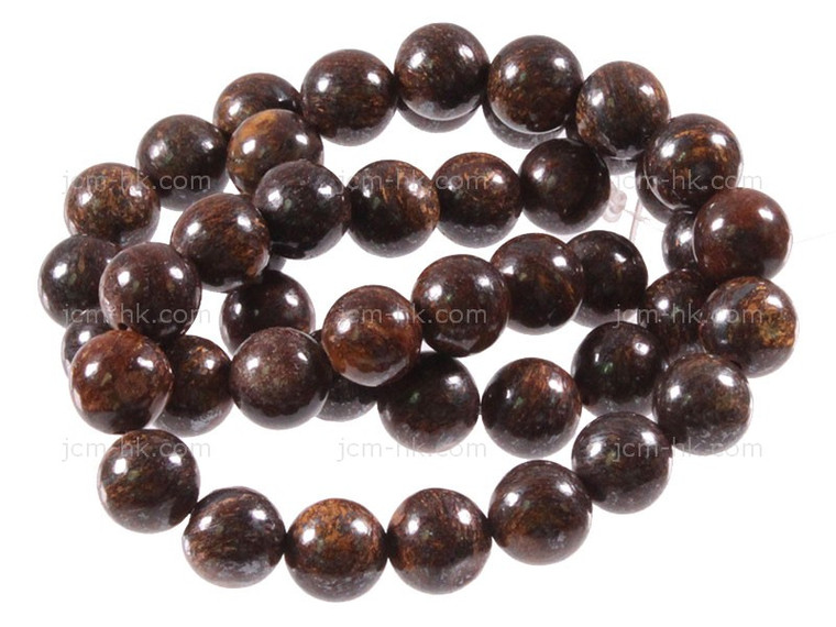 12mm Bronzite Round Beads 15.5" natural [12r72]