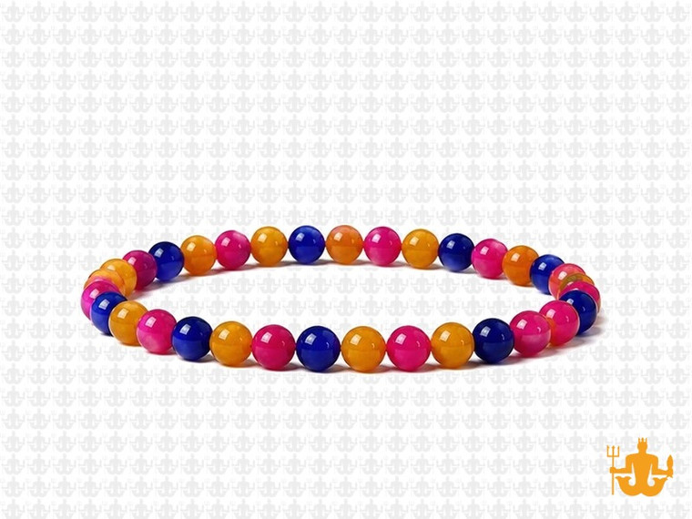 4mm Mix Agate & Jade Elastic Bracelet 7.5" dyed [b1s18]