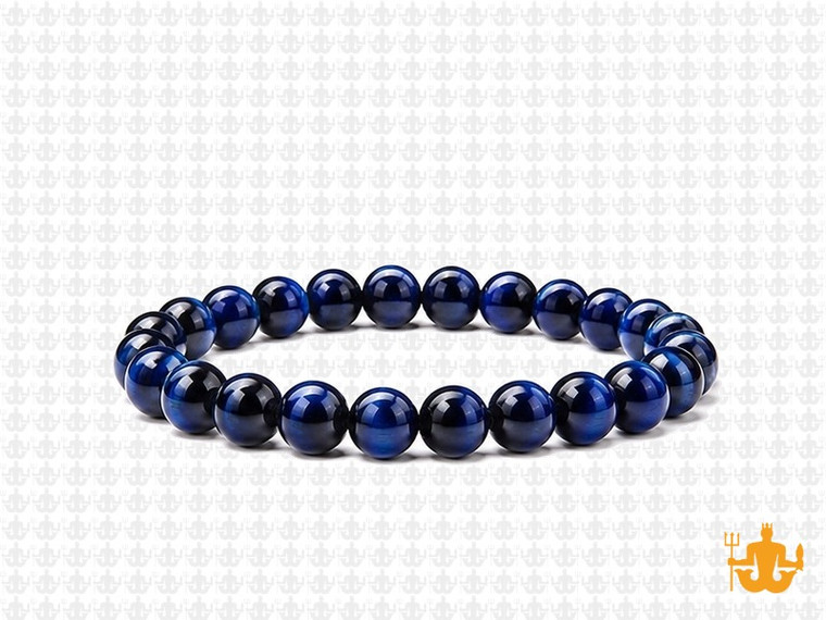6mm Blue Tiger Eye Elastic Bracelet 7.5" dyed [b2g3l]