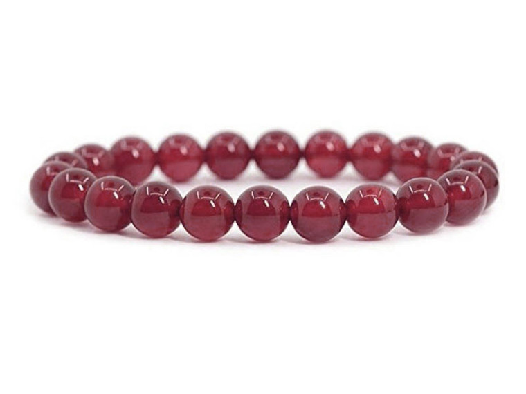 8mm Garnet Quartz Elastic Bracelet 7.5" synthetic [b3a80]